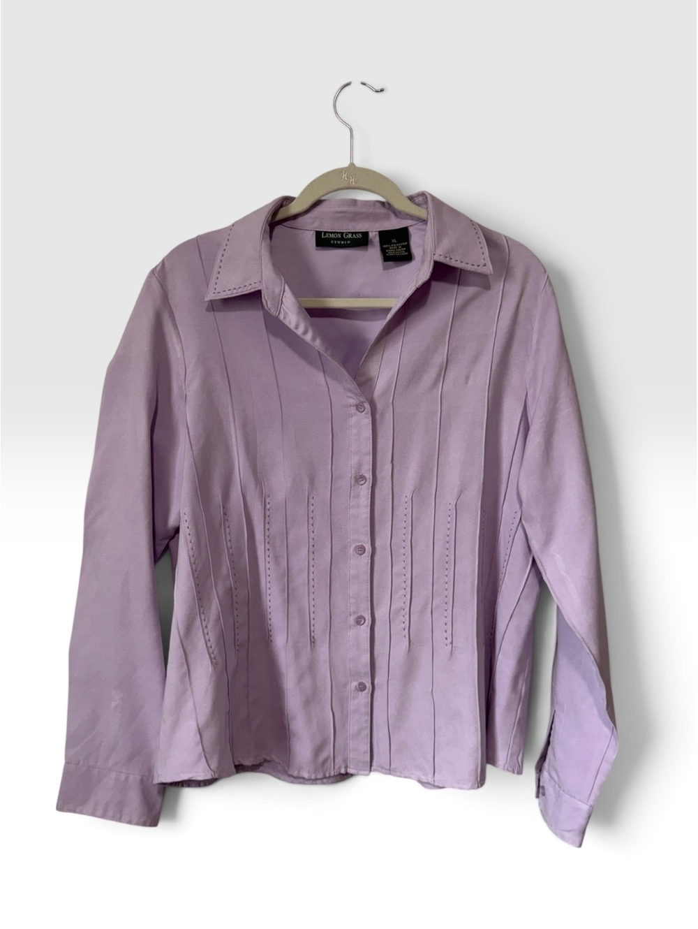 Lemon Grass Studio Lavender Button-Up Business Casual Chic Blouse XL